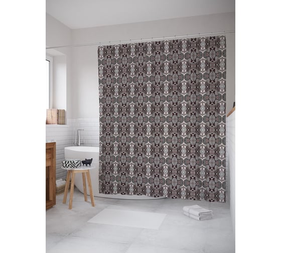 Штора (занавеска) для ванной JoyArty "Узорная стереограмма" из сатена, 180х200 см с крючками, sc_58230 1