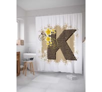 Штора (занавеска) для ванной JoyArty "Цветочная k" из сатена, 180х200 см с крючками, sc_4045K