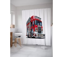 Штора (занавеска) для ванной JoyArty "Машина спасателей" из сатена, 180х200 см с крючками, sc_53700