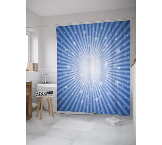Штора (занавеска) для ванной JoyArty "Звезды арт" из сатена, 180х200 см с крючками, sc_60829 1