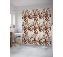 Штора (занавеска) для ванной JoyArty "Кофе в турке" из сатена, 180х200 см с крючками, sc_55714