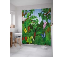Штора (занавеска) для ванной JoyArty "Детские тропики" из сатена, 180х200 см с крючками, sc_38864