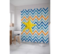Штора (занавеска) для ванной JoyArty "Морская звезда и зигзаги" из сатена, 180х200 см с крючками, sc_5236