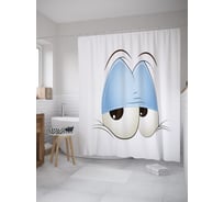 Штора (занавеска) для ванной JoyArty "Опустошенный взгляд" из сатена, 180х200 см с крючками, sc_55043