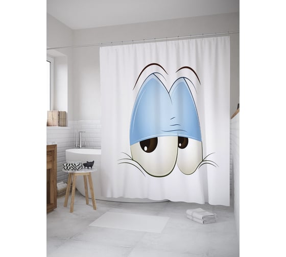 Штора (занавеска) для ванной JoyArty "Опустошенный взгляд" из сатена, 180х200 см с крючками, sc_55043 1