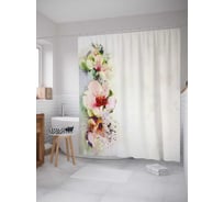 Штора (занавеска) для ванной JoyArty "Акварельная лиана" из сатена, 180х200 см с крючками, sc_32554