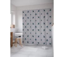 Штора (занавеска) для ванной JoyArty "Туристические самолеты" из сатена, 180х200 см с крючками, sc_53386
