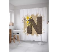 Штора (занавеска) для ванной JoyArty "Цветочная n" из сатена, 180х200 см с крючками, sc_4045n