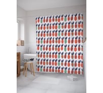 Штора (занавеска) для ванной JoyArty "Ананасы наив" из сатена, 180х200 см с крючками, sc_63158