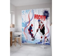Штора (занавеска) для ванной JoyArty "Хоккей на льду" из сатена, 180х200 см с крючками, sc_54232