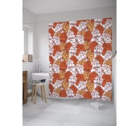 Штора (занавеска) для ванной JoyArty "Рынок роз" из сатена, 180х200 см с крючками, sc_52448