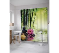 Штора (занавеска) для ванной JoyArty "Медитация в бамбуковом лесу" из сатена, 180х200 см с крючками, sc_8643
