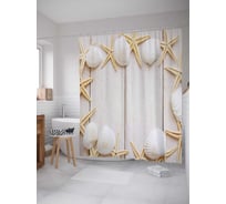 Штора (занавеска) для ванной JoyArty "Рамка из морских звезд" из сатена, 180х200 см с крючками, sc_5409