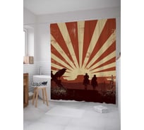 Штора (занавеска) для ванной JoyArty "Ковои и полосы" из сатена, 180х200 см с крючками, sc_4995