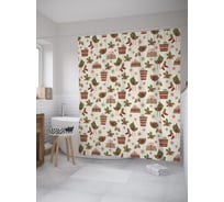 Штора (занавеска) для ванной JoyArty "Птичка с подарком" из сатена, 180х200 см с крючками, sc_52606