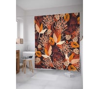 Штора (занавеска) для ванной JoyArty "Осенние цветы" из сатена, 180х200 см с крючками, sc_70672