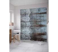 Штора (занавеска) для ванной JoyArty "Кружево на деревянных досках" из сатена, 180х200 см с крючками, sc_5411