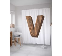 Штора (занавеска) для ванной JoyArty "V из дерева" из сатена, 180х200 см с крючками, sc_4532v