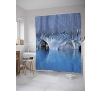 Штора (занавеска) для ванной JoyArty "Ледяные пещеры" из сатена, 180х200 см с крючками, sc_32736