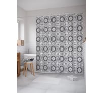 Штора (занавеска) для ванной JoyArty "Текстура кружева" из сатена, 180х200 см с крючками, sc_58101