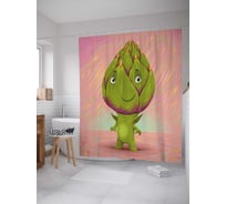 Штора (занавеска) для ванной JoyArty "Веселый артишок" из сатена, 180х200 см с крючками, sc_38918