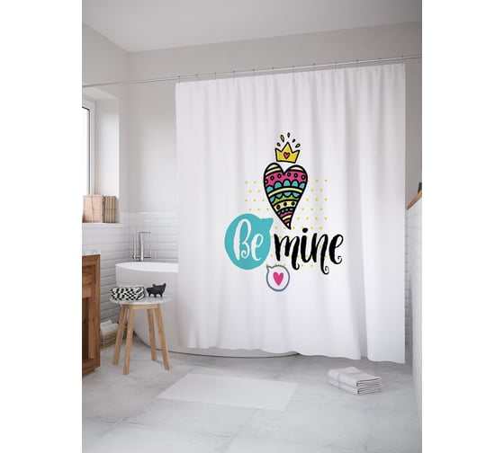 Штора (занавеска) для ванной JoyArty "Будь моей" из сатена, 180х200 см с крючками, sc_53899 1