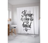 Штора (занавеска) для ванной JoyArty "Дом там, где сердце" из сатена, 180х200 см с крючками, sc_54698