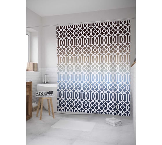 Штора (занавеска) для ванной JoyArty "Узор с градиентом" из сатена, 180х200 см с крючками, sc_8594