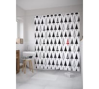 Штора (занавеска) для ванной JoyArty "Особенная елка" из сатена, 180х200 см с крючками, sc_52577