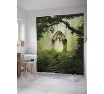 Штора (занавеска) для ванной JoyArty "Арка в лесу" из сатена, 180х200 см с крючками, sc_32595