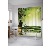 Штора (занавеска) для ванной JoyArty "Бамбуковый релакс" из сатена, 180х200 см с крючками, sc_7994