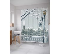 Штора (занавеска) для ванной JoyArty "Зимние холода" из сатена, 180х200 см с крючками, sc_6730