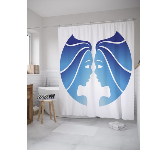 Штора (занавеска) для ванной JoyArty "Близнецы арт" из сатена, 180х200 см с крючками, sc_60352 1