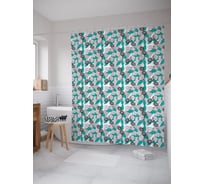 Штора (занавеска) для ванной JoyArty "Абрис роз" из сатена, 180х200 см с крючками, sc_54356