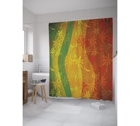 Штора (занавеска) для ванной JoyArty "В стиле регги с красочными цветочными формами" из сатена, 180х200 см с крючками, sc_60104
