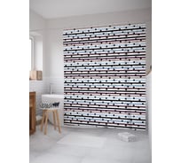 Штора (занавеска) для ванной JoyArty "Горох на цветных полосках" из сатена, 180х200 см с крючками, sc_57616