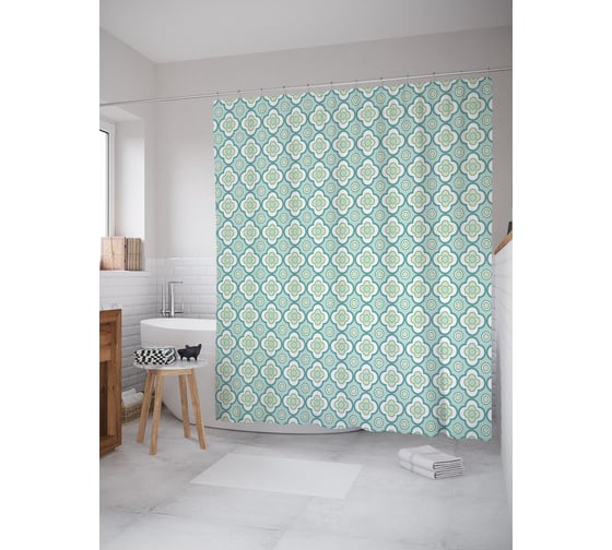 Штора (занавеска) для ванной JoyArty "Апрельские цветы" из сатена, 180х200 см с крючками, sc_58147 1