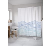 Штора (занавеска) для ванной JoyArty "Холмы дудл" из сатена, 180х200 см с крючками, sc_59549