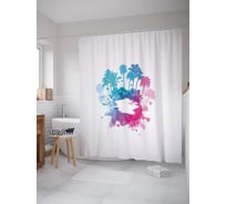 Штора (занавеска) для ванной JoyArty "Акварельный оазис" из сатена, 180х200 см с крючками, sc_53166