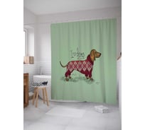 Штора (занавеска) для ванной JoyArty "Люблю таксу" из сатена, 180х200 см с крючками, sc_53890