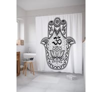 Штора (занавеска) для ванной JoyArty "Буддийская хамса" из сатена, 180х200 см с крючками, sc_64227