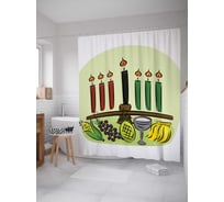 Штора (занавеска) для ванной JoyArty "Обеденные свечи" из сатена, 180х200 см с крючками, sc_5871