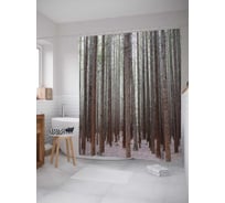 Штора (занавеска) для ванной JoyArty "Лесная плотность" из сатена, 180х200 см с крючками, sc_6480