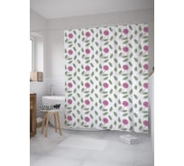 Штора (занавеска) для ванной JoyArty "Розы каракулями" из сатена, 180х200 см с крючками, sc_60011