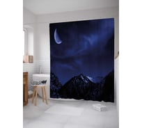 Штора (занавеска) для ванной JoyArty "Луна над горами" из сатена, 180х200 см с крючками, sc_38841