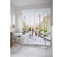 Штора (занавеска) для ванной JoyArty "Уличные музыканты" из сатена, 180х200 см с крючками, sc_32634
