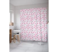 Штора (занавеска) для ванной JoyArty "Цветочная веточка" из сатена, 180х200 см с крючками, sc_64159