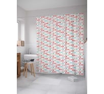 Штора (занавеска) для ванной JoyArty "Рыбки с узорами" из сатена, 180х200 см с крючками, sc_49104