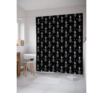 Штора (занавеска) для ванной JoyArty "Зигзаг на ананасах" из сатена, 180х200 см с крючками, sc_58577