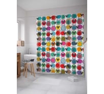 Штора (занавеска) для ванной JoyArty "Барашки" из сатена, 180х200 см с крючками, sc_53509